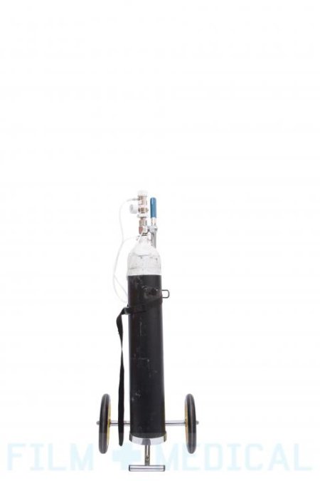 Period black metal oxygen tank
